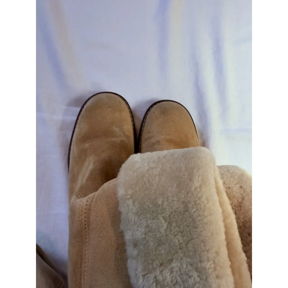 Blondo Shearling Tall Boots Women's size 9 Waterproof Mouton Canada Suede Tan